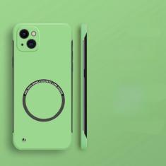 Capa de telefone magnética sem moldura de pc duro para iphone 14 pro max 13 12 11 pro mini 15 14 plus capa fina fosca, verde claro, para iphone 15