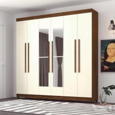 Guarda Roupa 6 Portas Com Espelho Audi Imbuia Champanhe - CasaH