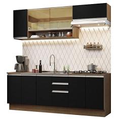 Cozinha Completa Madesa Glamy 240003 com Armário e Balcão (sem Tampo e Pia) - Rustic/preto