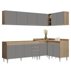 Armário De Cozinha Modulado De Canto 6 Peças Cp31 Balcão Sem Tampo Castanho/cinza - Lumil