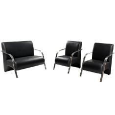 Conjunto Poltronas Venus Braços em Alumínio 1 Namoradeira, 2 de um Lugar Tecido Sintetico