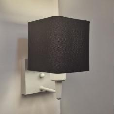 Arandela Quadrada Vivare Md-2006 Base Alumínio Branco Cúpula em Tecido - Bivolt