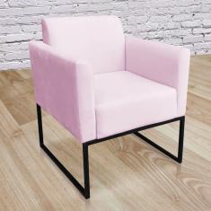 Poltrona Marisa Suede Rosa Bebê