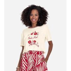 Blusa Feminina Estampada Rovitex Bege, M, Bege