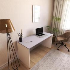 Mesa para Escritório Multiuso 120cmx60cm Corp Bramov Móveis Branco/cinza Cristal