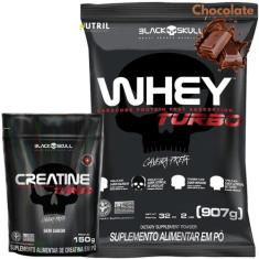 Kit Whey Protein Turbo + Creatina Monohidratada 150g - Black Skull - G