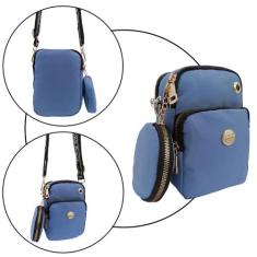 Bolsa mini bag transversal mais porta moeda - Ao Long, Azul, P