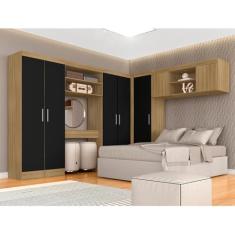 Guarda Roupa Casal Modulado Sarah Boreal/preto - Móveis Arapongas Boreal/preto Fosco