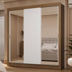 Guarda-Roupa Casal 3 Portas de Correr com Espelhos 2 Gavetas Sublime Madesa