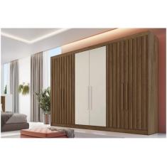Guarda Roupa 6 Portas 4 Portas Ripadas Potente com Ripado MDF - Móveis