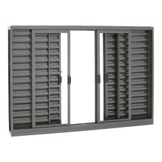 Janela Veneziana em Aço 120 x 200 x 12 cm 6 Folhas Belfort Sasazaki