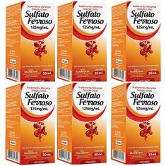 Sulfato Ferroso Gotas 125mg 30ml Framboesa 6 Unidades