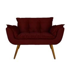 Namoradeira Decorativa Estofada Para Consultório Opala Suede Vermelho Bordo - LM DECOR