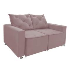Sofá Retrátil E Reclinável 2 Lugares Bariloche Veludo Rosê Speciale Home Rose