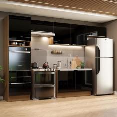 Cozinha Completa 340001 Com Armário E Balcão Rustic/Preto