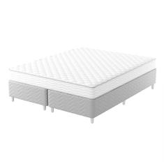 cama box com colchão queen howie espuma d28 (17x158x198) branco e cinza