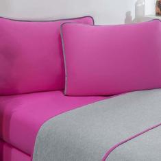 Jogo De Cama Malha Lençol 100% Algodão Urbano 3 Peças Solteiro - Pink/