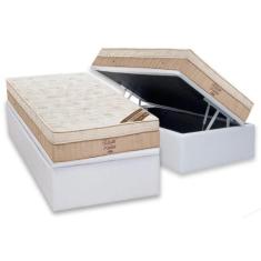 Cama Box Baú Solteiro: Colchão Molas Ortobom Nanolastic Elegant + Base