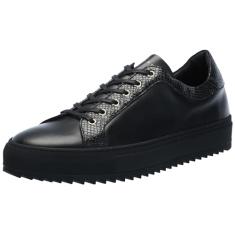 Tiannia Barnes Tênis masculino de couro, Preto, 44