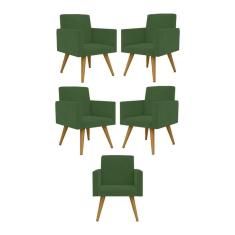 Kit 05 Cadeiras Poltronas Decorativa - Escritório - Recepção Cor:verde