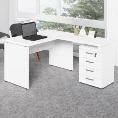 Escrivaninha L 1,20m c/ Gaveteiro 4 Gavetas Pés Painel F5 - F5 Office 