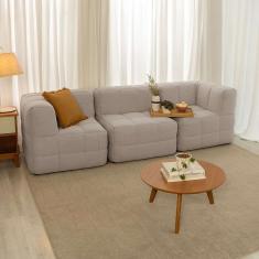 Sofá Guldi Popup com 2 Módulos Canto e Central Linho Cru