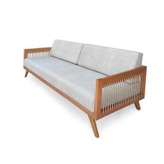 Sofá 3 Lugares Saibi Ozki 200Cm Poliéster Cinza Madeira Eucalipto Cedro Corda Náutica Plana Poliéste