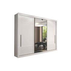 Guarda Roupa Casal 3 Portas De Correr E 6 Gavetas C/ Espelho Vitória Branco - Panan