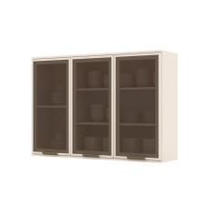 Armário Aéreo De Cozinha 3 Portas Com Vidro Connect Henn Off White