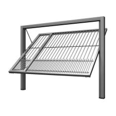 Portão Contrapeso De Aço Galvanizado Com Grade Tubolar 220x240 Req: 8,7 Cinza