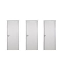 3 Kits Porta De Madeira Lisa 215x84cm Com Batente De Mdf Ultra 16cm Melamínico Branco