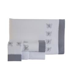 Jogo Lençol Butterfly Queen Bordado 4 Pçs Branco