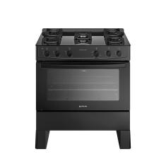 Fogão 5 Bocas Atlas Milão Glass Preto Mesa De Vidro Bivolt