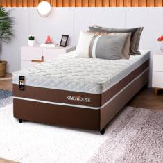Conjunto Cama Box c/Molas Ensacadas Venice Marrom Solteiro 88x188x60