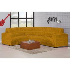 Capa De Sofá De Canto Em Malha Gel 21 Elásticos Mostarda