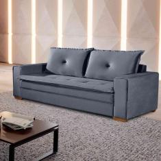 Sofá Fixo De 3 Lugares Unique 2,10m - Tudo De Móveis Cinza