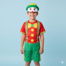Fantasia Infantil Roupa Palhaço Palhacinho com Máscara ( dos 12 meses 