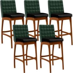 Kit 05 Banquetas Altas Cozinha Sala Jantar Fixa Mila B04 Facto Verde M