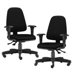 Kit 02 Cadeiras Giratória Sky Diretor Executiva Crepe Preto