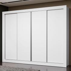 Guarda Roupa Casal Montana 4 Portas de Correr 4 Gavetas MDP Branco Madesa