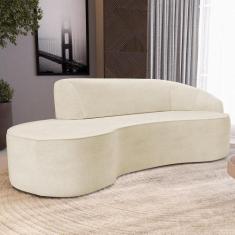 Sofá 3 Lugares Curvo Sala de Estar Living Firenze Direito D02 Linho Be