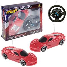 Carrinho de Controle Remoto Com Volante Drop 3 Funções Ferrari Vermelho