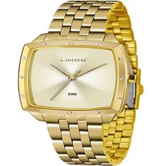 Relógio Lince Feminino Ref: Lqg620l C1kx Retangular Dourado