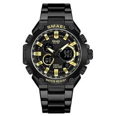 Relógio Masculino Smael 1336 Quartzo e Automático à prova d´gua (Dourado)