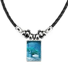 DIYthinker Colar Ocean Fish Science Nature Picture Jewelry Torque Leather Rope Pendant