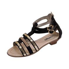 Sandália de Salto Infantil Menina Salomé Tiras Preta