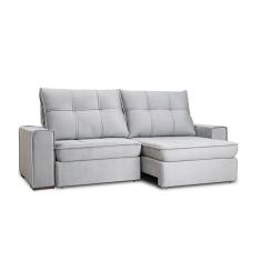 Sofá 3 Lugares Retrátil e Reclinável Flexforma Versalhes Veludo Cinza 230 cm