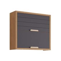 Armário de Cozinha Modulado Eloise c/2 Portas Basculante Riscadas 80 cm Freijo/Titanium - MGM