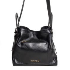 BOLSA FEMININA EM COURO TRANSVERSAL PRETA "CÁSSIA ELEUTÉRIO"-Feminino