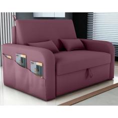 Sofá Cama 2 Lugares Com Baú Bannow Veludo Rosê